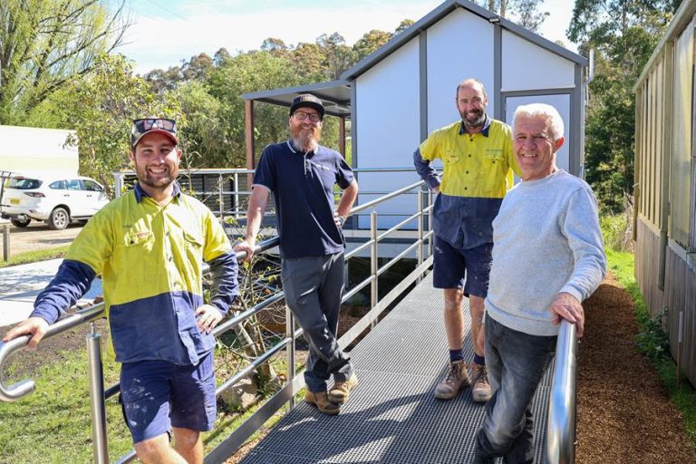 Council's public amenities team alongside Mogo Business Chamber president Richard Adams